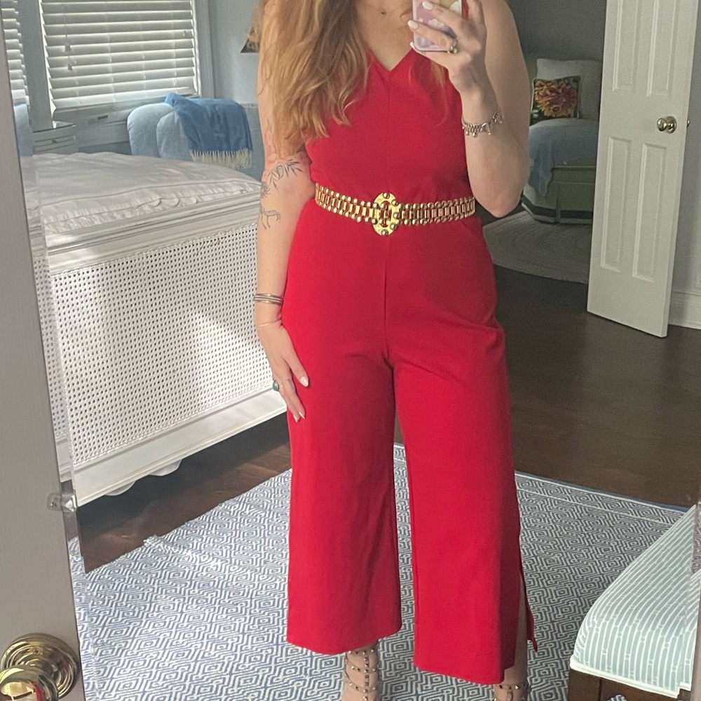 Chic Red Sleeveless Jumpsuit